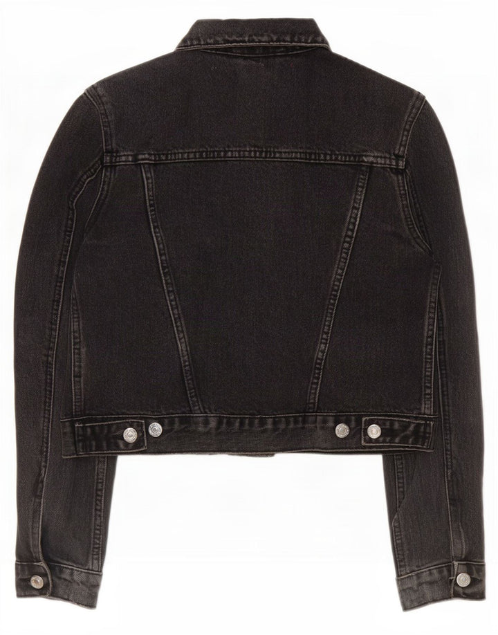 Giacca in denim corto da donna Topshop UK 8 piccolo cotone nero