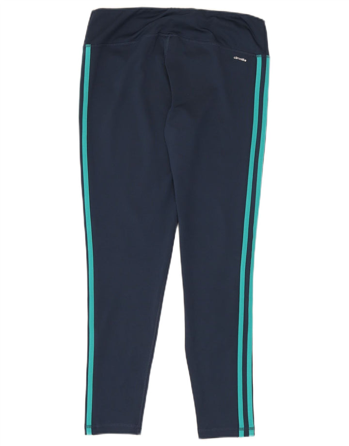 ADIDAS Womens Climalite Leggings UK 12/14 Medium  Navy Blue Polyester
