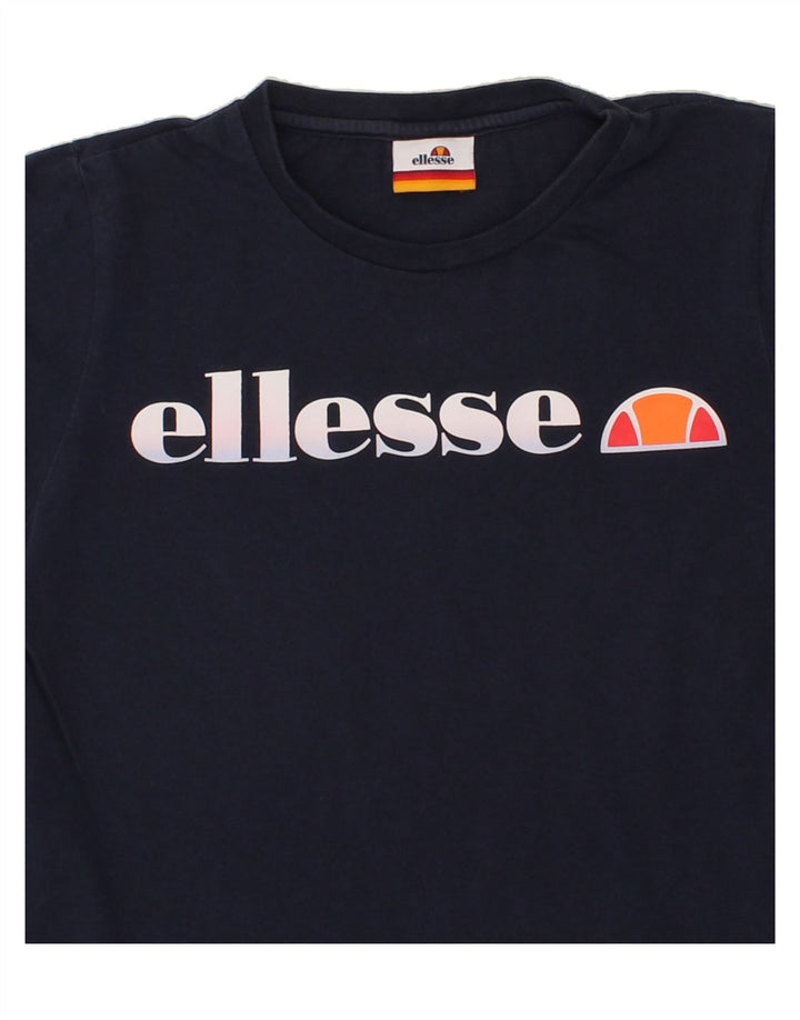 ELLESSE Boys Graphic T-Shirt Top 8-9 Years Navy Blue Cotton Vintage Ellesse and Second-Hand Ellesse from Messina Hembry 