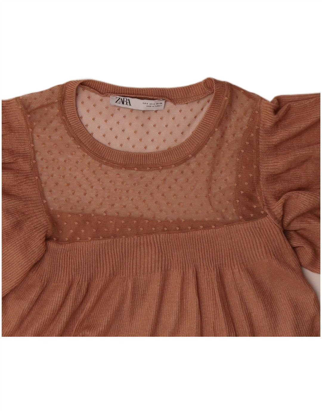 Top ZARA da donna in maglia corta in maglia UK 10 piccolo marrone