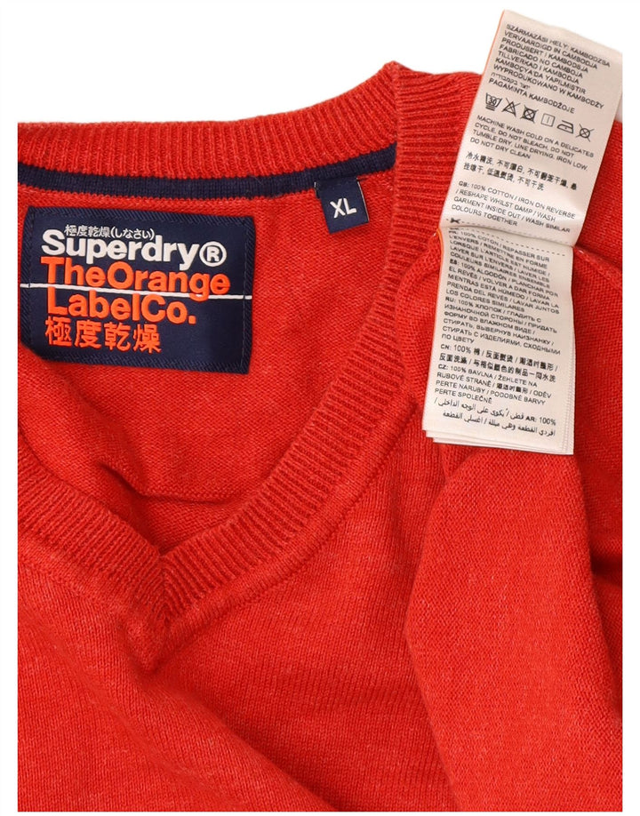 Maglione da uomo con scollo a V Superdry XL in cotone rosso