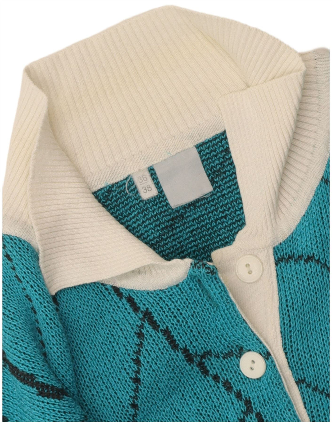 VINTAGE Womens Polo Neck Jumper Sweater EU 36/38 Small Multicoloured