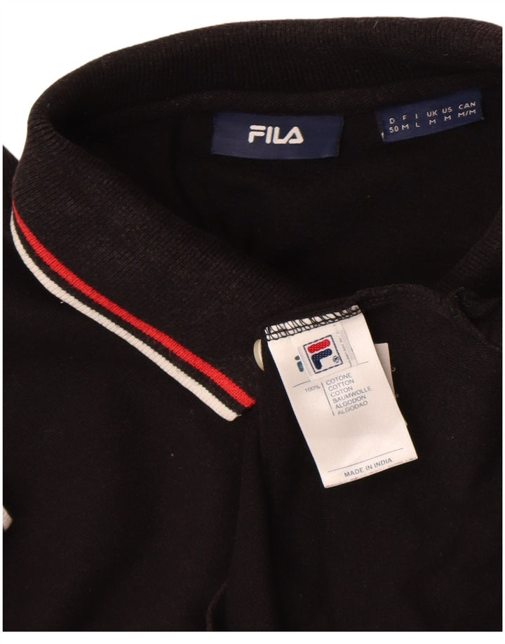 Polo da uomo Fila in cotone nero medio