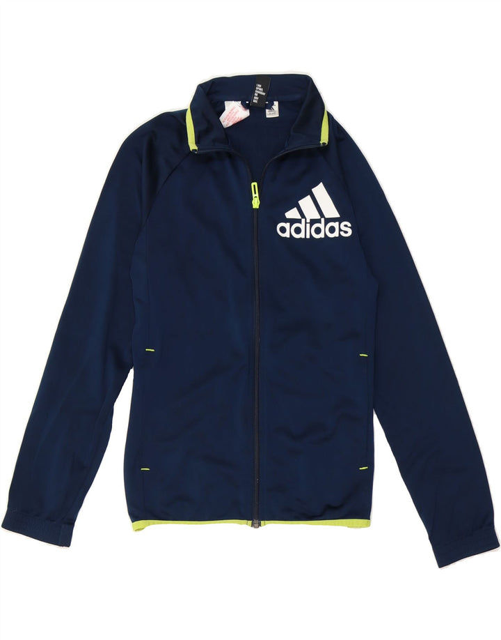 ADIDAS Boys Graphic Tracksuit Top Jacket 11-12 Years Navy Blue Vintage Adidas and Second-Hand Adidas from Messina Hembry 