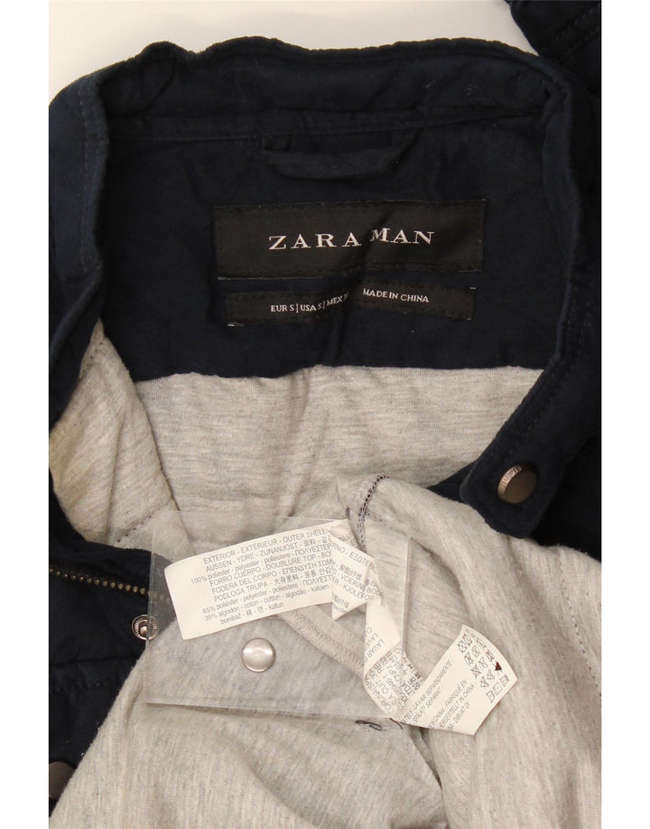 Giacca imbottita da uomo Zara UK 36 Small poliestere blu navy
