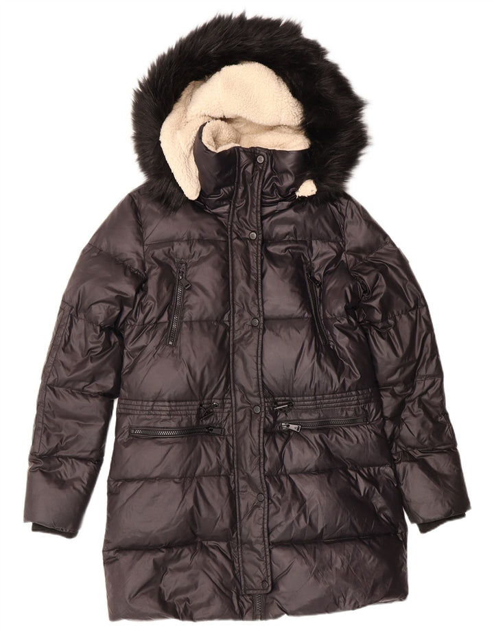 POLO RALPH LAUREN Cappotto imbottito con cappuccio da donna UK 6 XS Nero Nylon invernale
