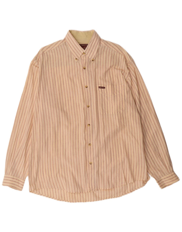 Camicia da uomo Marlboro Classics XL in cotone a righe beige