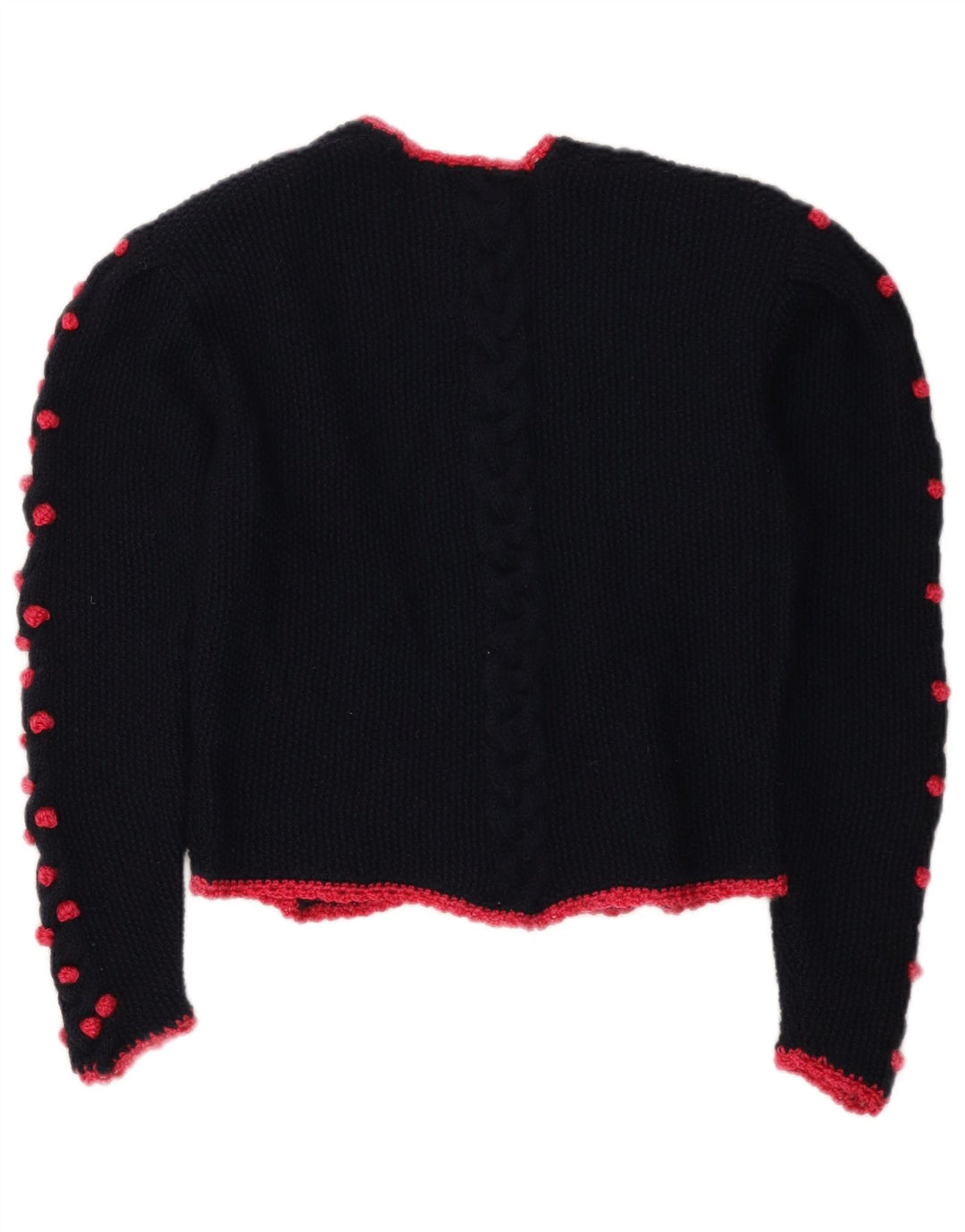 Maglione cardigan corto da donna vintage UK 14 medio blu navy