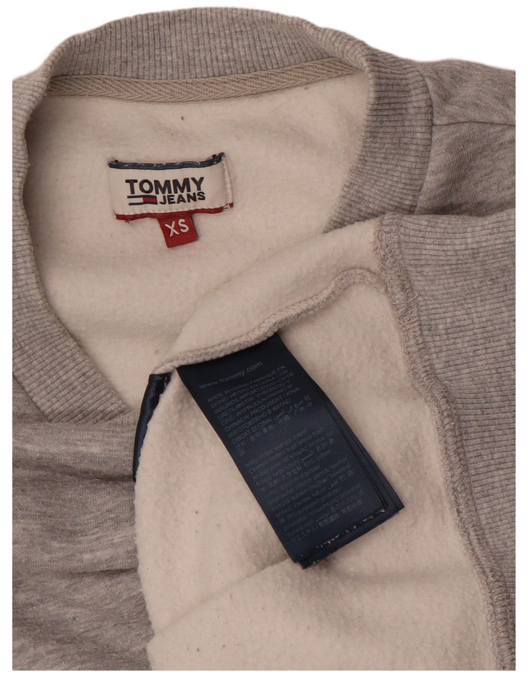 TOMMY HILFIGER Felpa da uomo Maglione XS Cotone chiazzato grigio