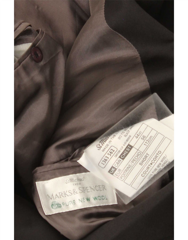 Giacca blazer doppiopetto da uomo Marks & Spencer UK 44 XL nera in lana vergine
