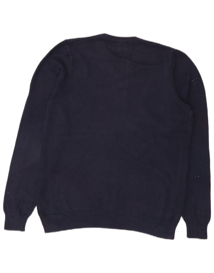 Maglione da uomo con scollo a V Marks & Spencer in cotone blu navy medio