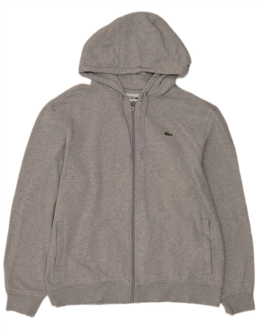 Maglione con cappuccio e zip da uomo LACOSTE taglia 6 XL in cotone grigio