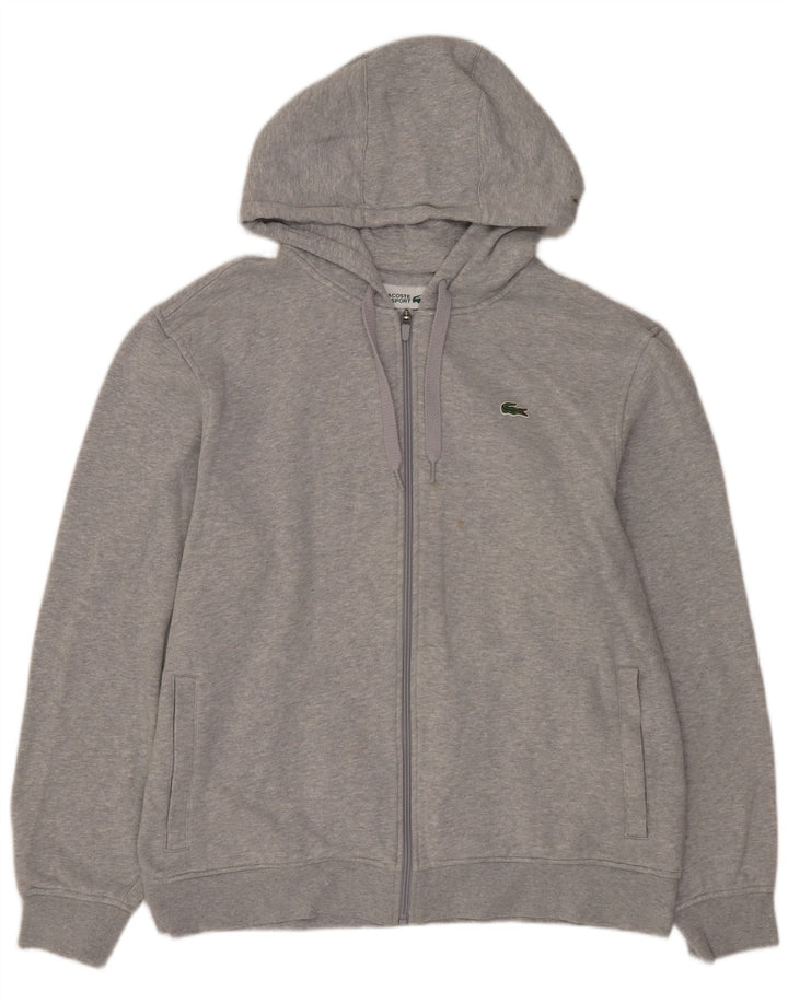 Maglione con cappuccio e zip da uomo LACOSTE taglia 6 XL in cotone grigio