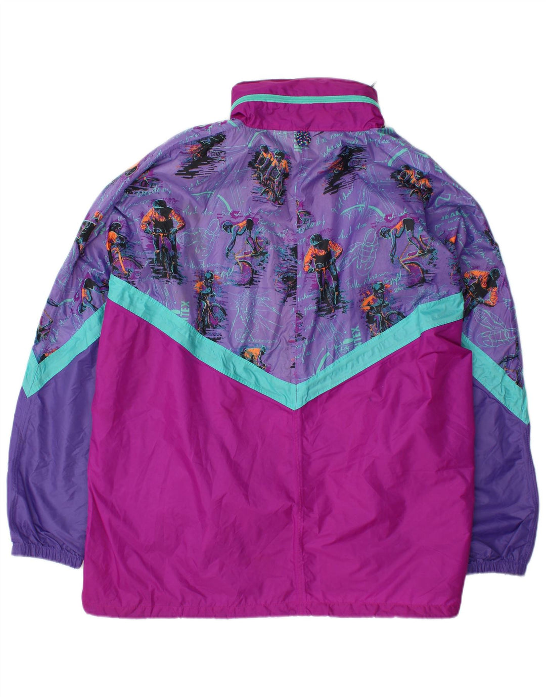 J JEANTEX Giacca antipioggia da uomo con cappuccio pullover UK 44/46 2XL Viola color block