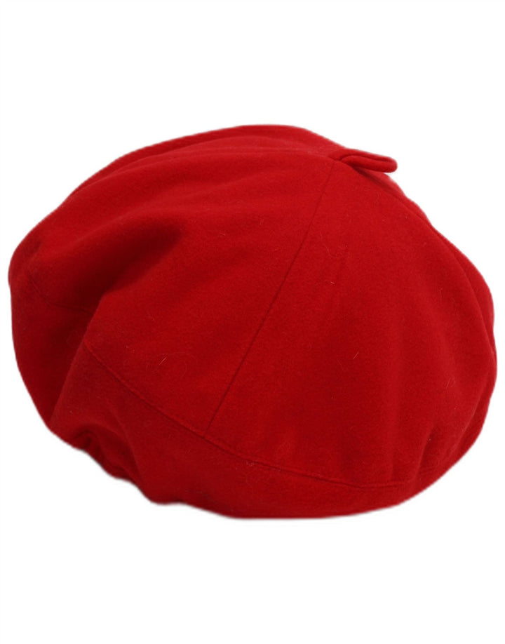 Berretto basco in pile vintage da bambina 6-7 anni in poliestere rosso