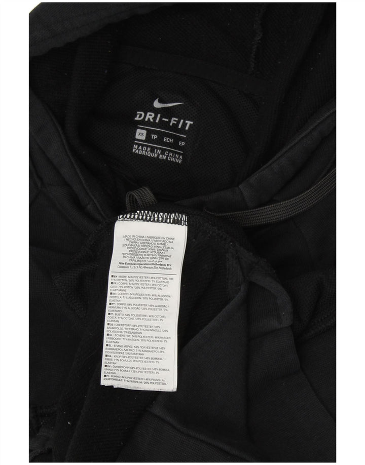 NIKE Maglia con cappuccio oversize Dri Fit da donna UK 6 XS Cotone nero