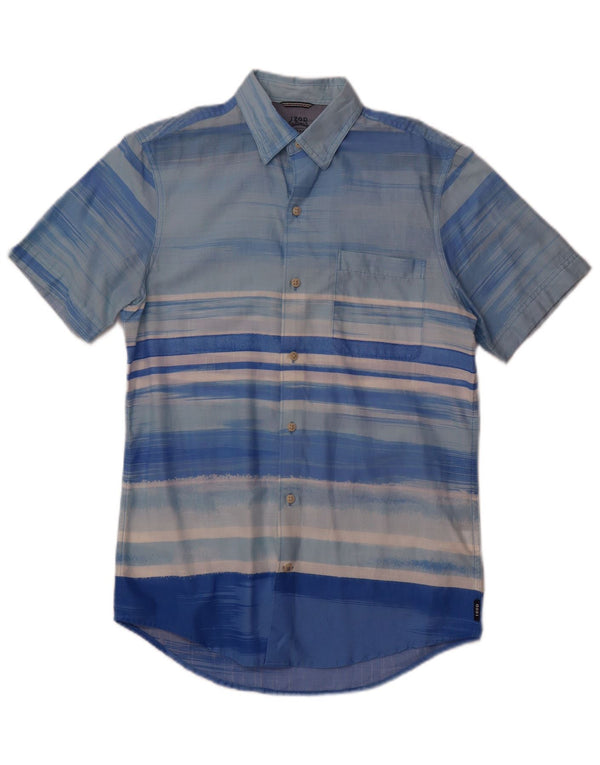 Camicia a maniche corte da uomo Izod Salt Water, in cotone a righe piccole blu