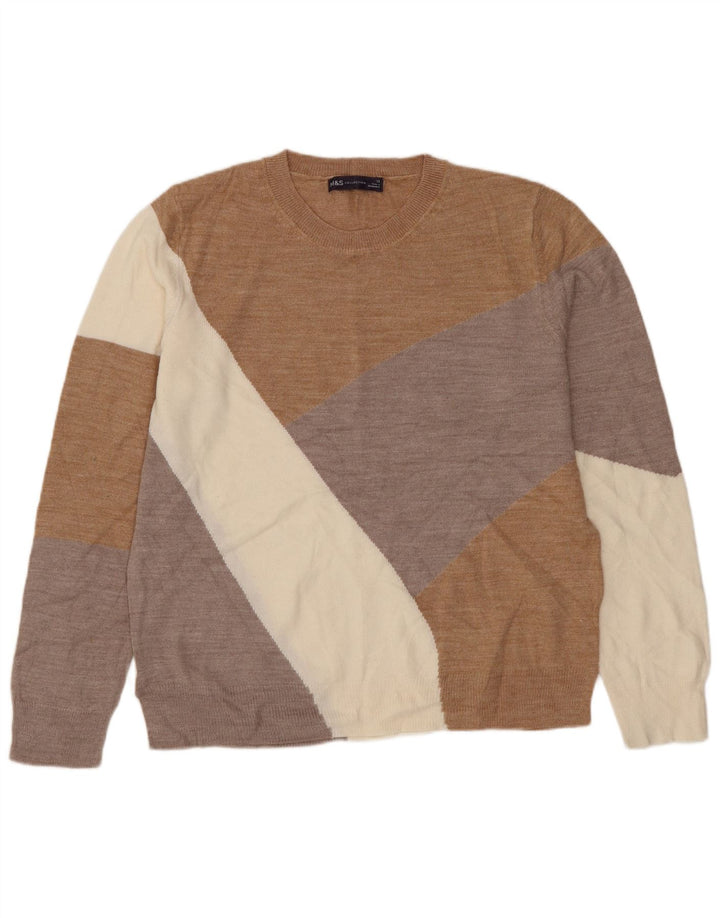 MARKS & SPENCER Maglione maglione girocollo da donna UK 12 Marrone medio