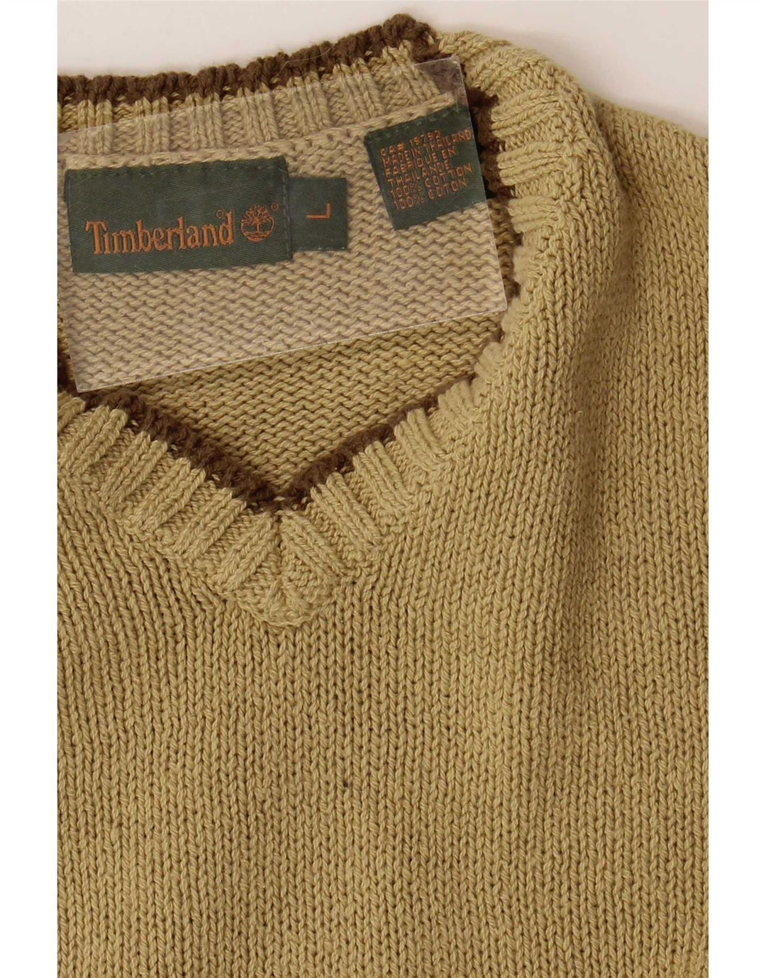 Maglione maglione con scollo a V da uomo Timberland grande cotone verde