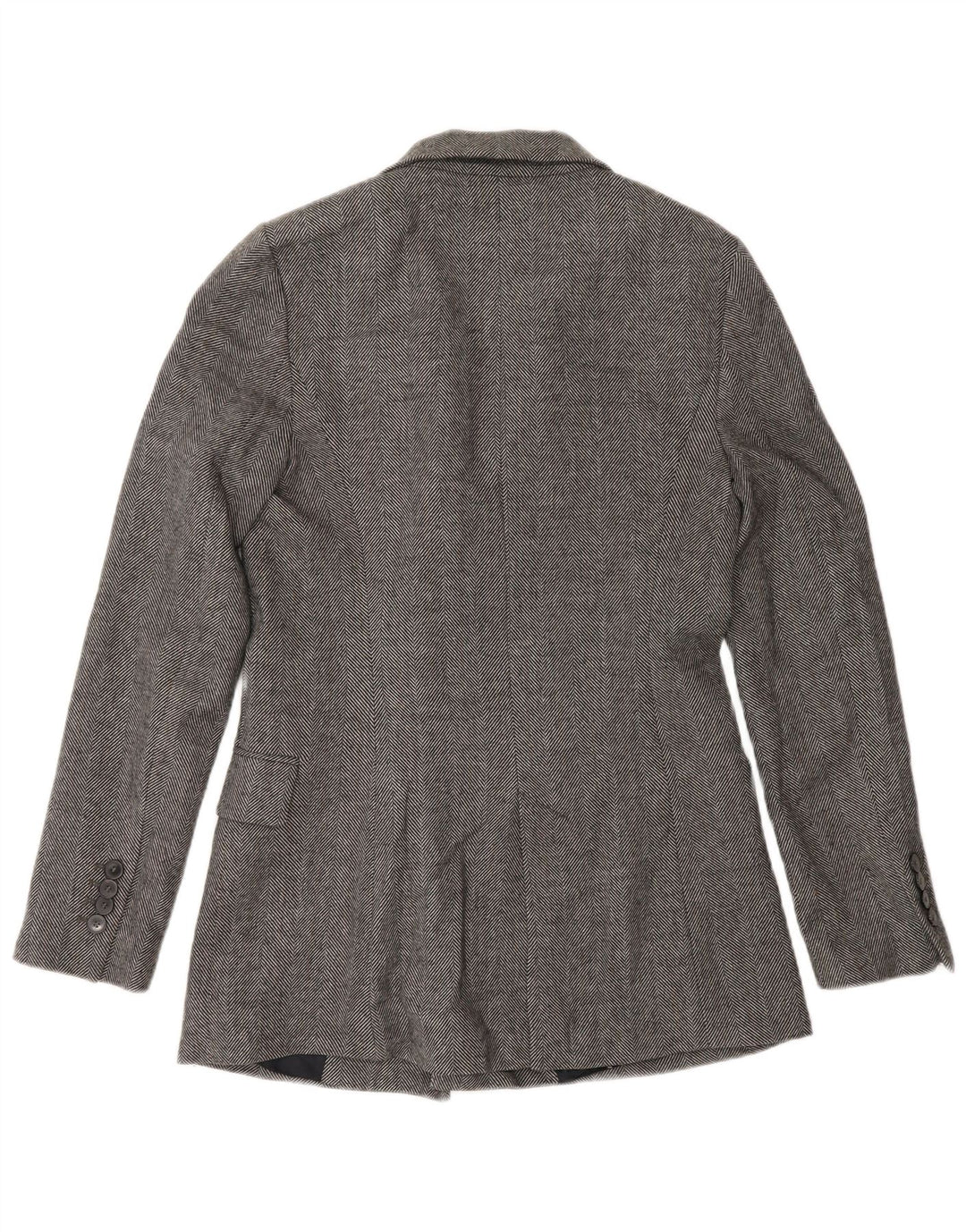 Giacca blazer doppiopetto da donna Zara UK 10 piccola grigia a spina di pesce