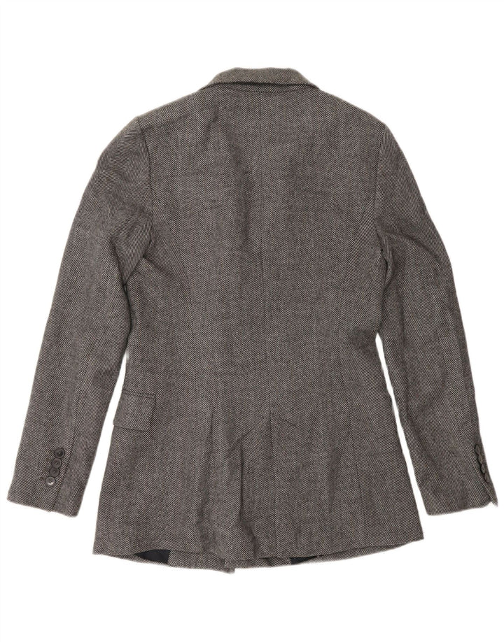 Giacca blazer doppiopetto da donna Zara UK 10 piccola grigia a spina di pesce