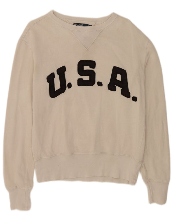 Polo Ralph Lauren Felpa grafica da uomo Maglione piccolo bianco sporco