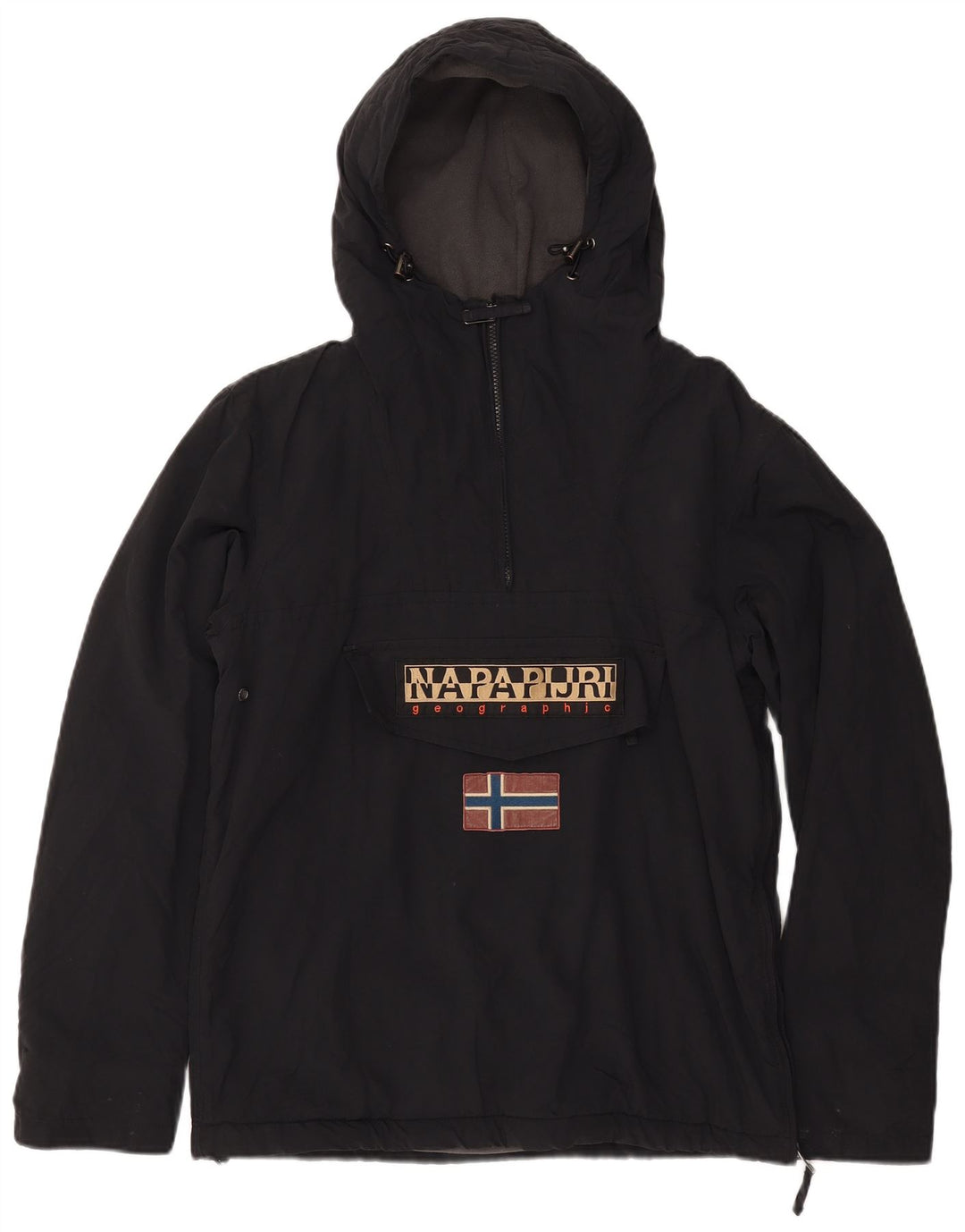 Giacca anorak con cappuccio grafico da uomo NAPAPIJRI UK 36 piccola poliestere nero