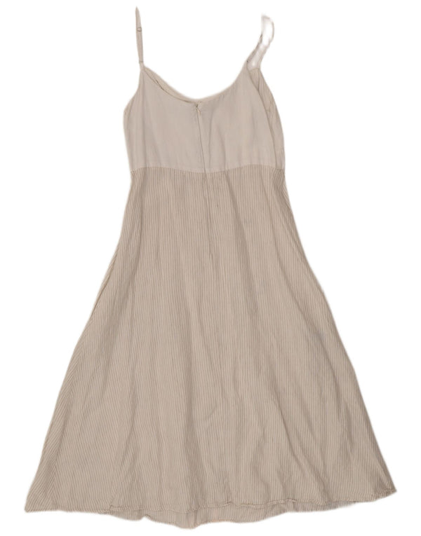 Abito sottoveste da donna Benetton UK 12 Lino gessato bianco medio