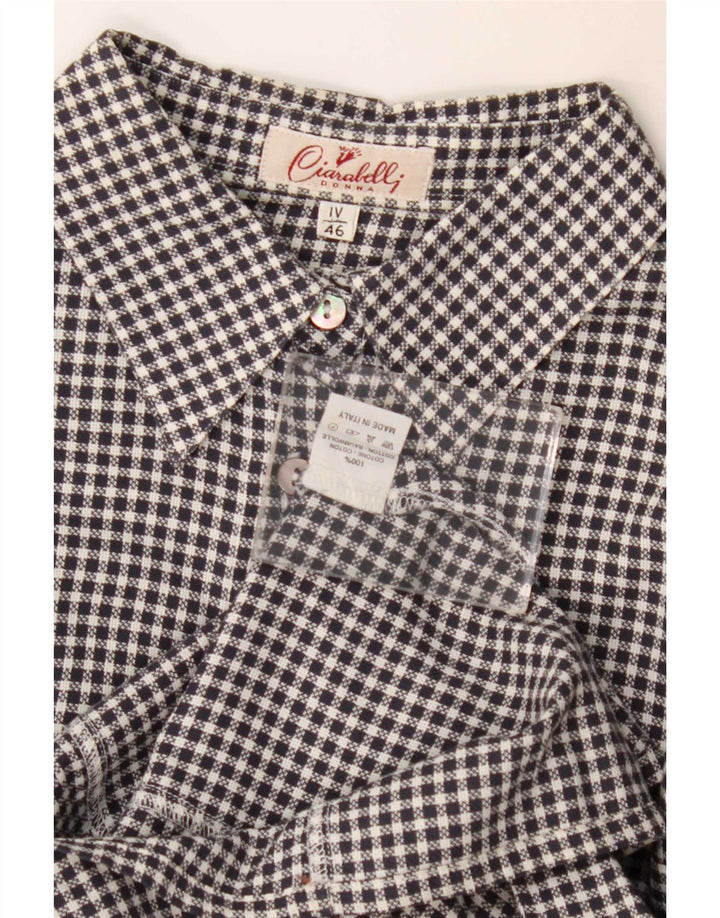 Camicia da donna vintage IT 46 Large in cotone a quadretti neri