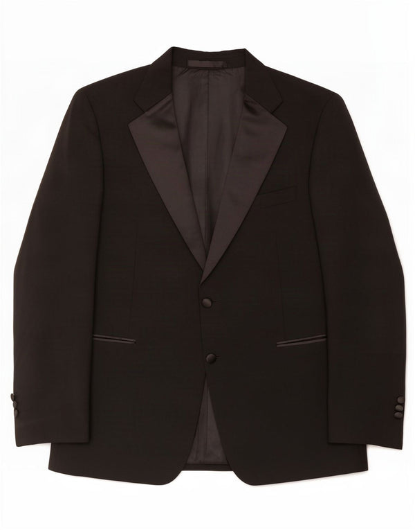 Giacca blazer a 2 bottoni Marks & Spencer da uomo UK 44 XL poliestere nero
