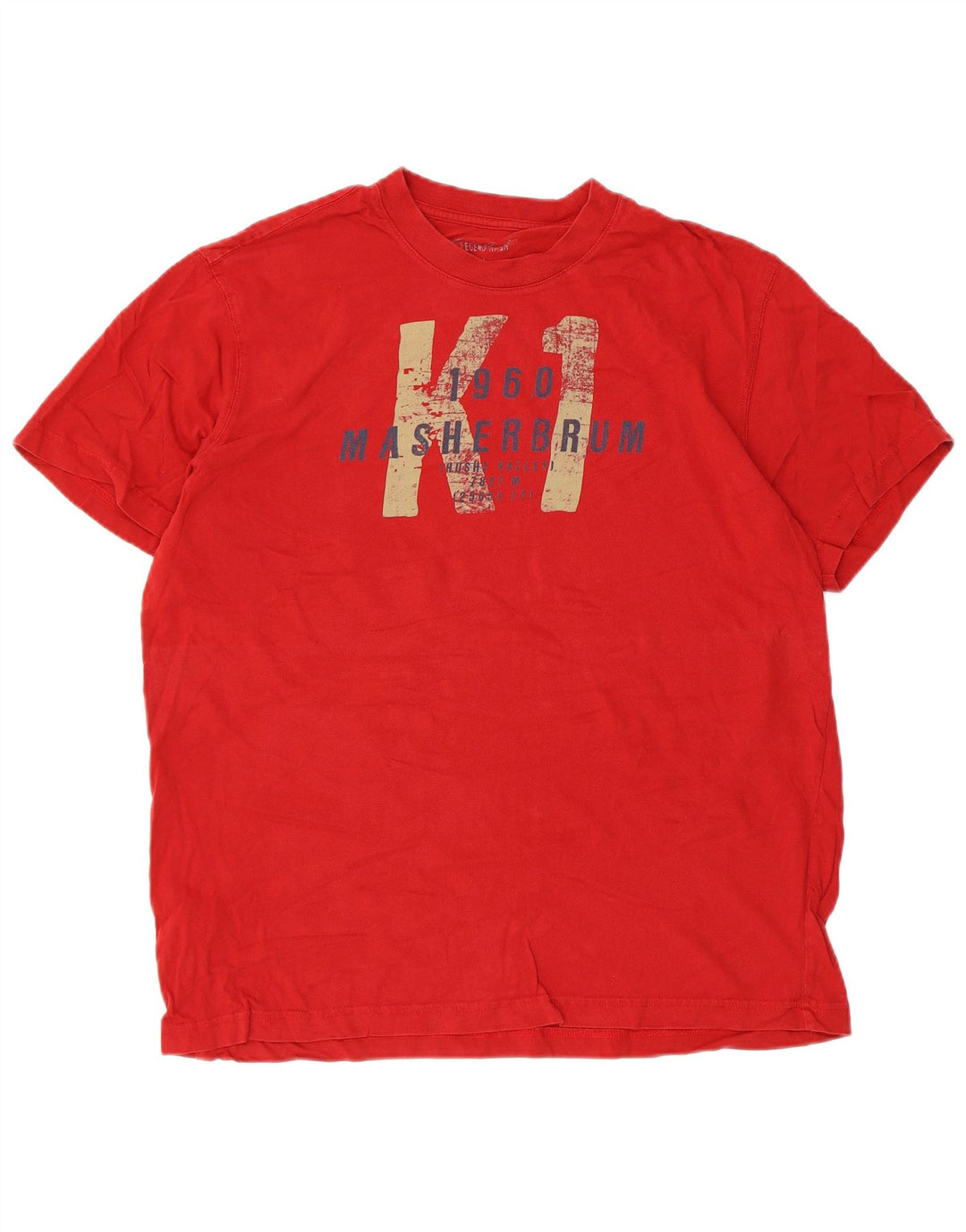 EDDIE BAUER T-shirt grafica da uomo Top grande in cotone rosso