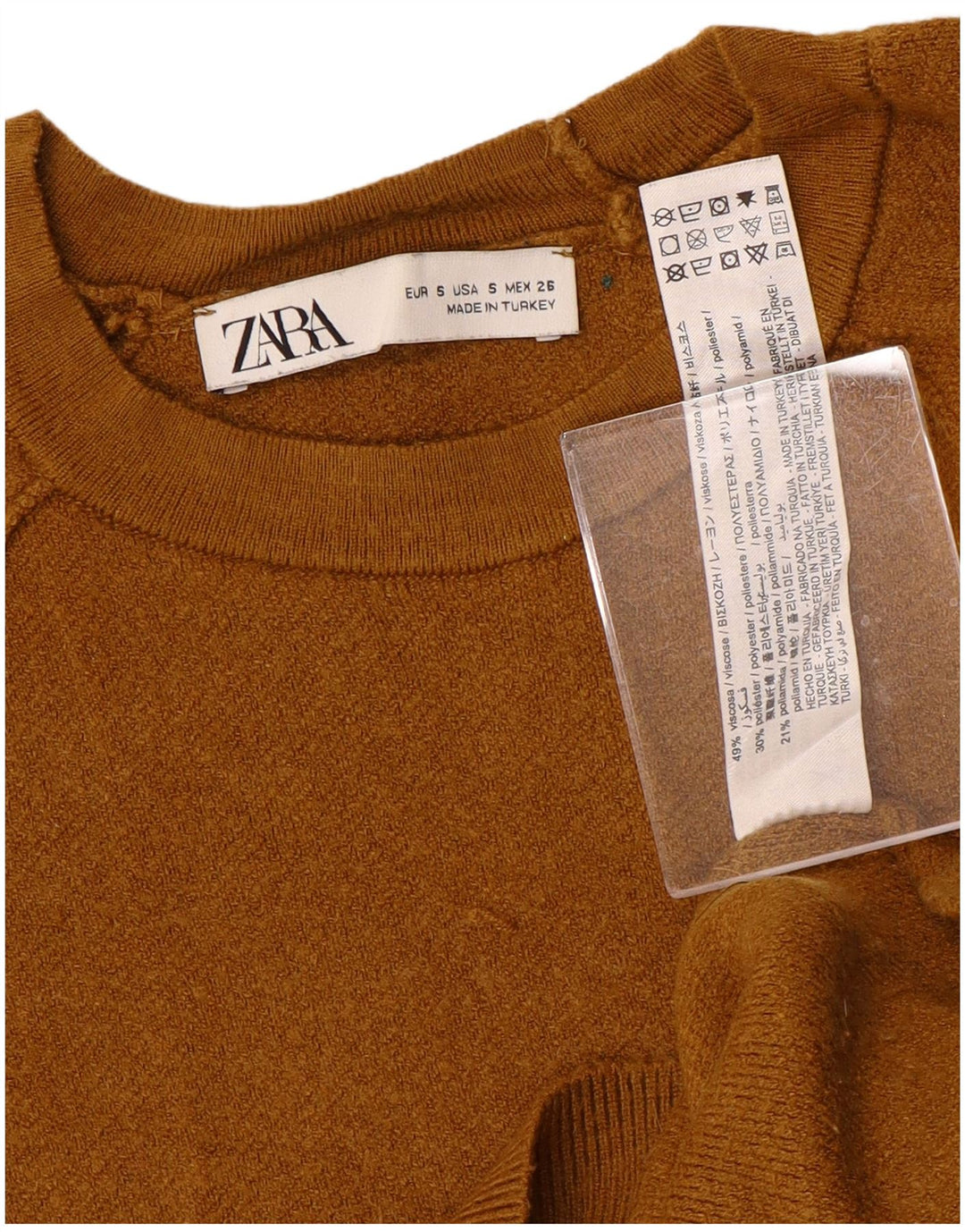 Maglione girocollo oversize corto da donna ZARA UK 10 piccolo marrone