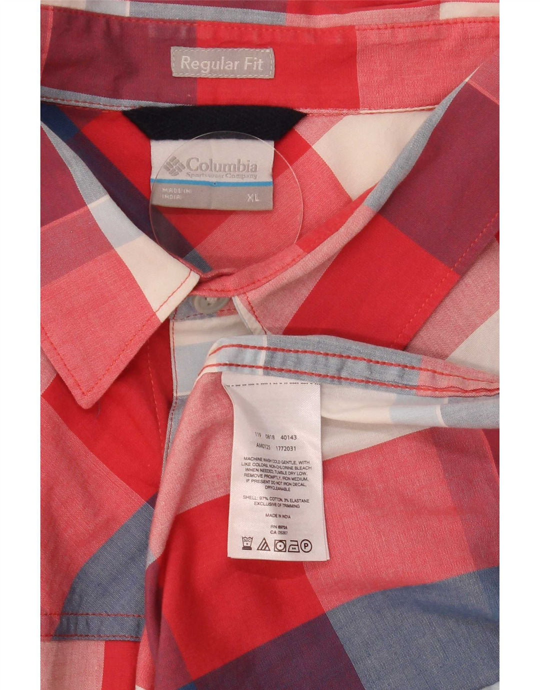 Camicia Columbia da uomo a maniche corte vestibilità regolare XL in cotone a quadri multicolore