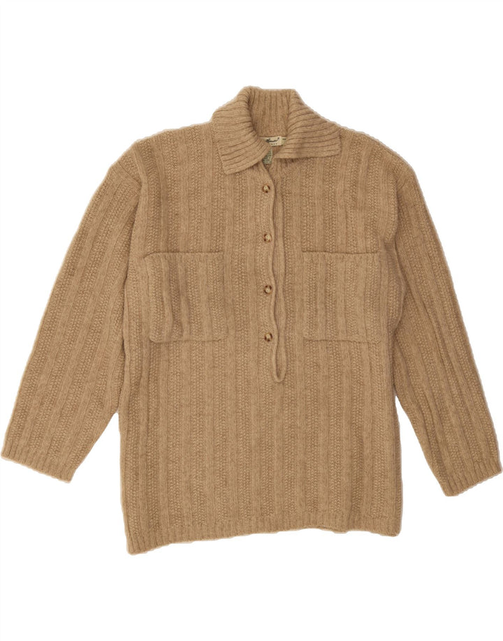 EDDIE BAUER Womens Oversized Polo Neck Jumper Sweater UK 14 Medium Beige Vintage Eddie Bauer and Second-Hand Eddie Bauer from Messina Hembry 