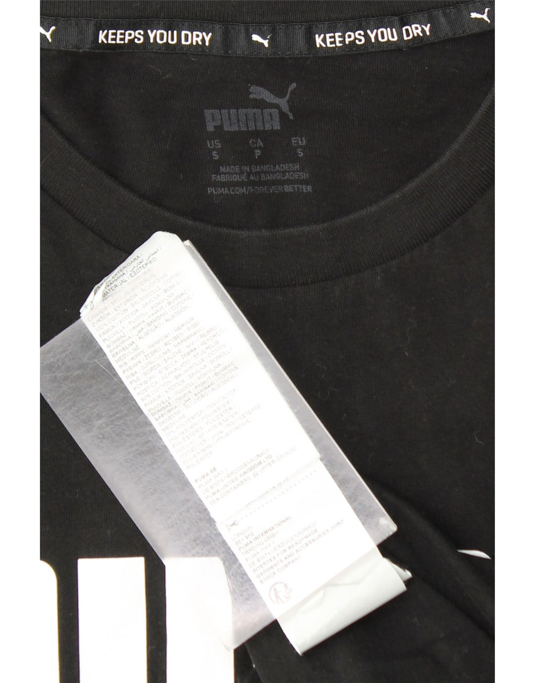PUMA Mens Graphic T-Shirt Top Small Black Cotton