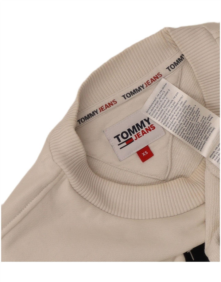 TOMMY HILFIGER Felpa con grafica da donna Maglione UK 6 XS Cotone bianco