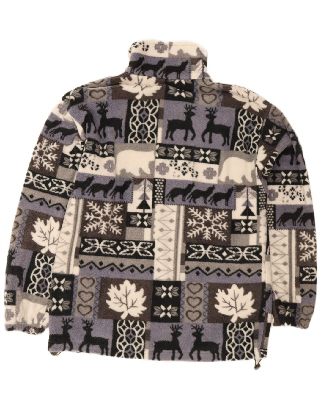 Giacca in pile vintage da uomo UK 40 Large Grey Fair Isle Poliestere