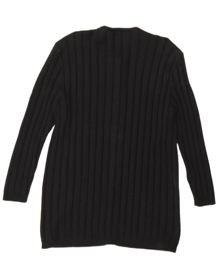 Yarell maglione cardigan lungo da donna UK 16 grande nero poliacrilico