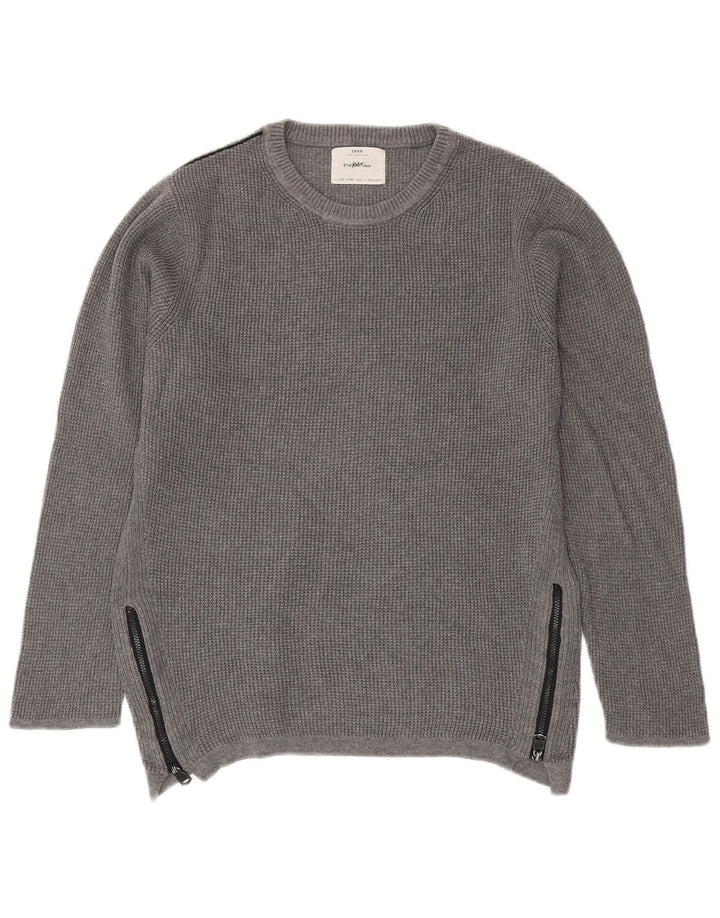 Maglione girocollo da ragazzo Zara 9-10 anni in cotone grigio