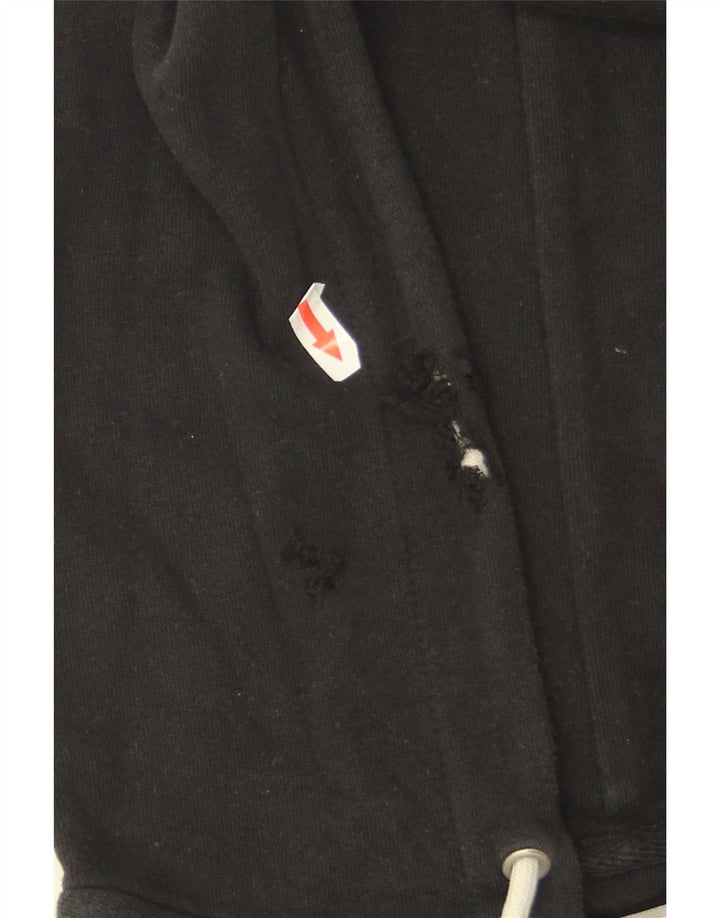 Maglione con cappuccio e zip grafica da uomo Gap in cotone nero medio