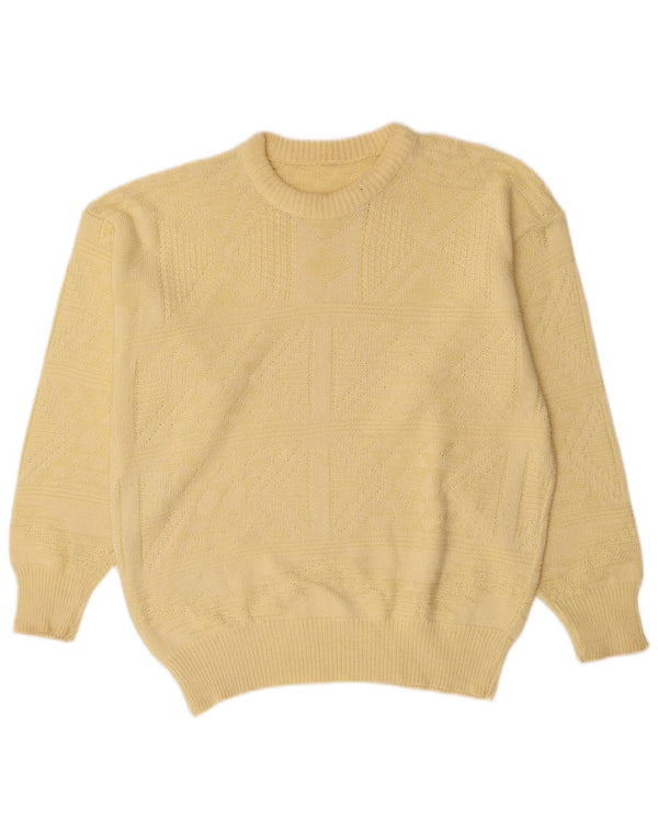 Vintage Mens Boat Neck Jumper Sweater Large Yellow