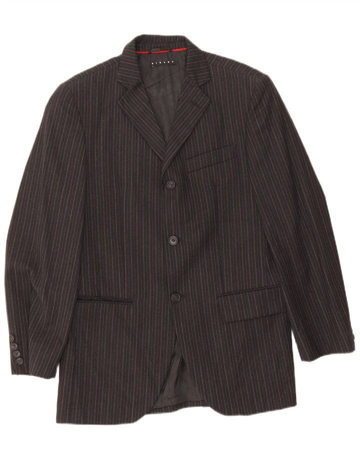 Giacca Blazer da Uomo a 3 Bottoni Sisley IT 46 Piccolo Cotone Gessato Grigio