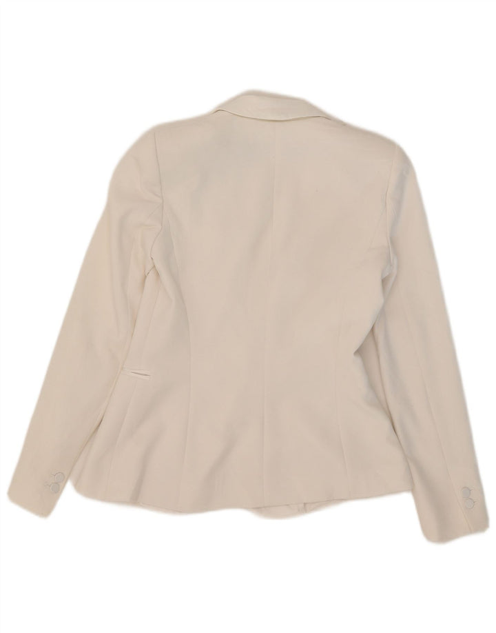 Giacca blazer a 1 bottone da donna Zara UK 10 piccola poliestere bianco