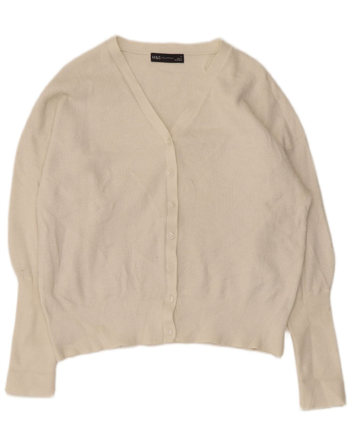 Maglione cardigan da donna Marks & Spencer UK 14 Viscosa beige medio
