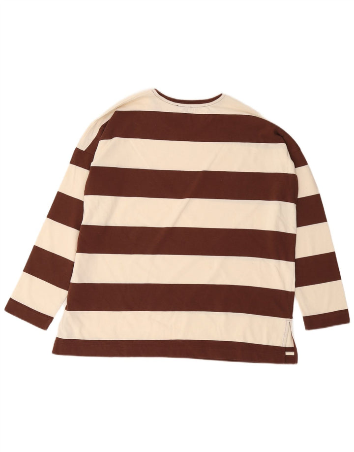 Massimo Dutti Top da uomo a maniche lunghe in cotone a righe piccole marroni