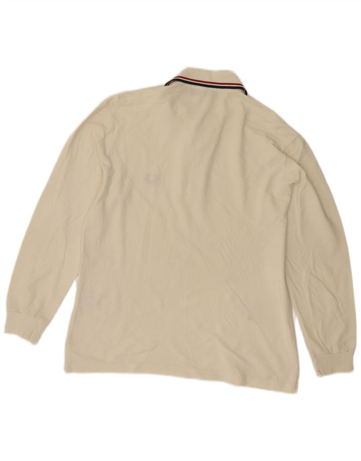 Polo a maniche lunghe da uomo Fred Perry piccola in cotone bianco sporco