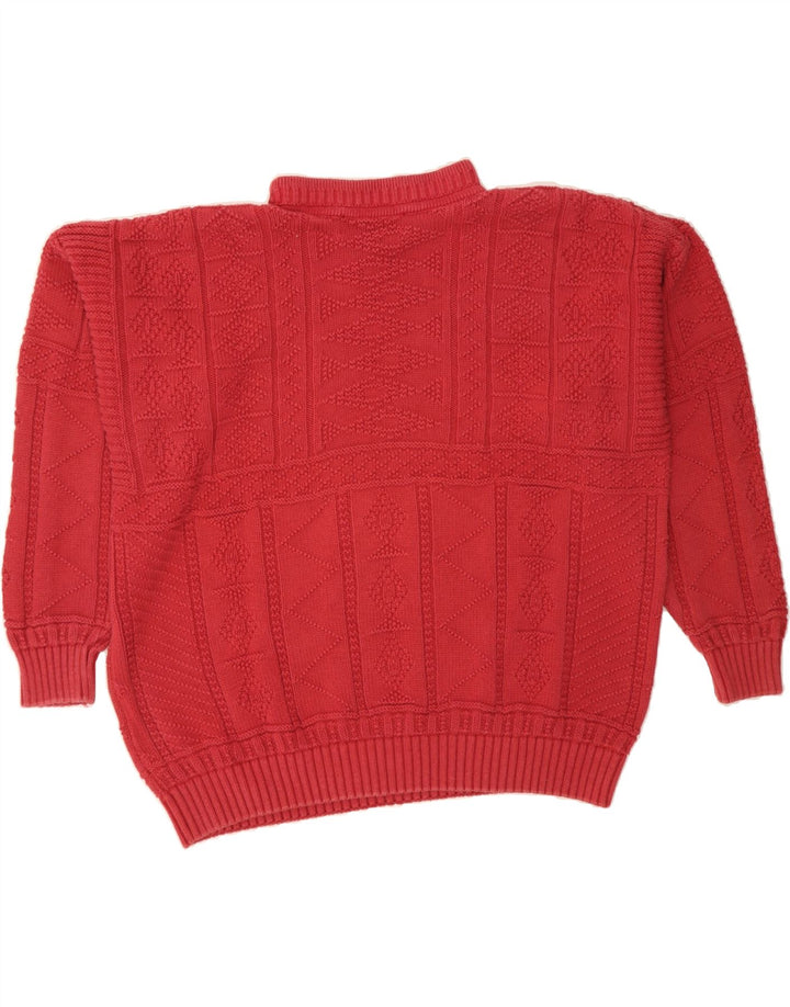 VINTAGE Mens Crew Neck Jumper Sweater Large Red Cotton Vintage Vintage and Second-Hand Vintage from Messina Hembry 