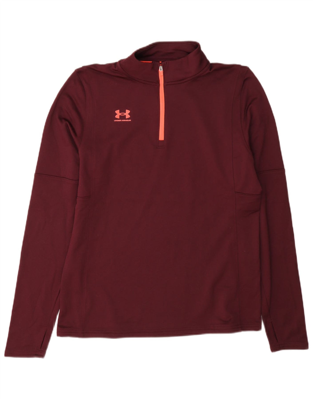 Under Armour Top da donna con zip e collo a maniche lunghe UK 14 Borgogna medio