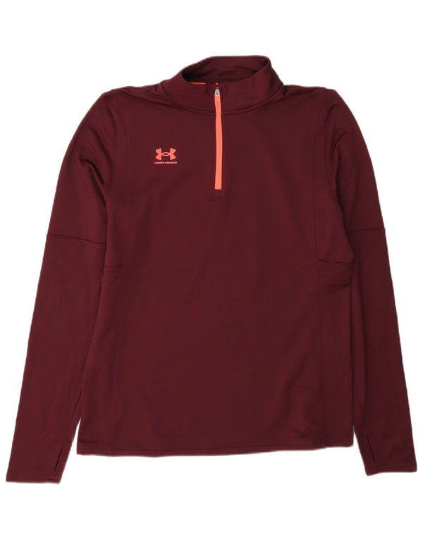 Under Armour Top da donna con zip e collo a maniche lunghe UK 14 Borgogna medio