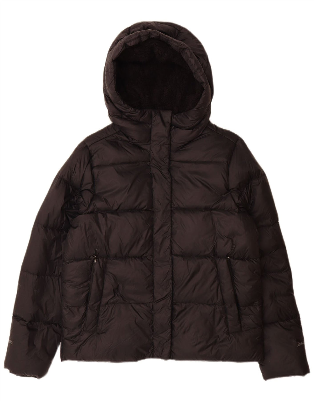 Giacca imbottita con cappuccio da donna Eddie Bauer UK 14 nylon nero medio
